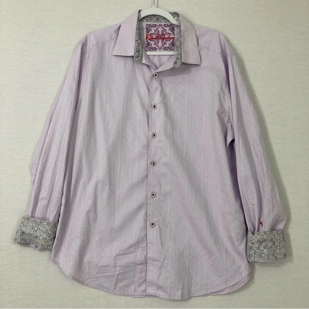 Robert Graham Light Purple Cotton Classic Fit Long Sleeve Button Down XL